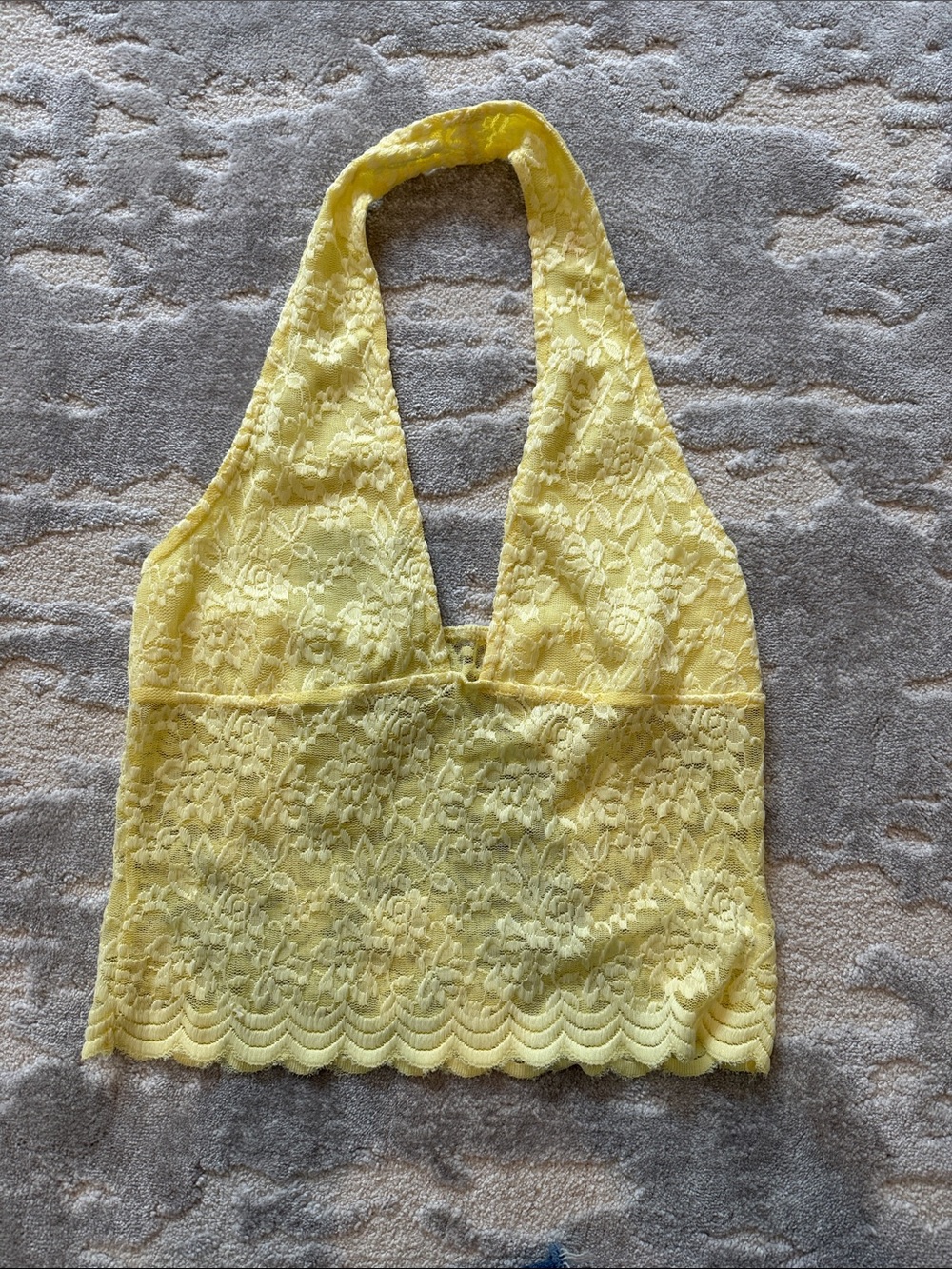 Yellow Lace Halter Crop Top